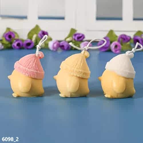 YY6098 Örgü Bereli Sevimli Civciv Mum Biblo Silikon Kalıp